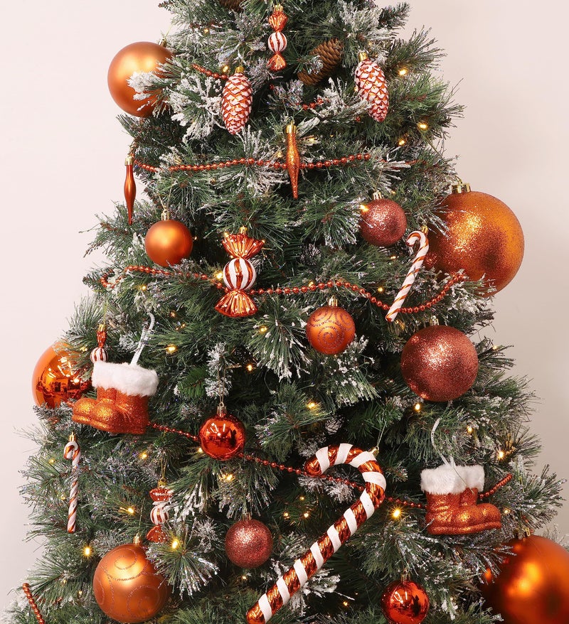 Christmas ConceptsÂ® Pack of 10-60mm Christmas Tree Baubles - Shiny, Matte & Glitter Decorated Ornaments (Coral) - Image 2